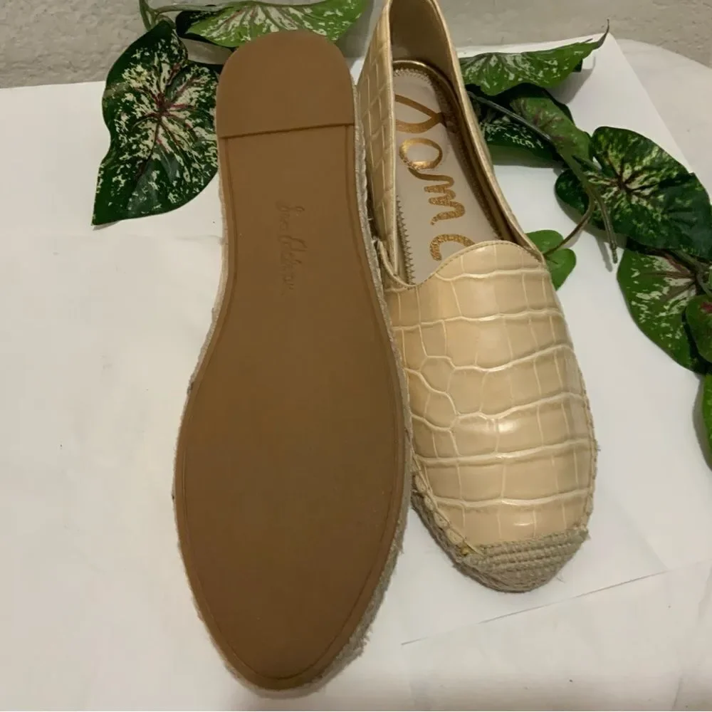 Sam Edelman Leather Slip-On FLAT Espadrilles Kesia Eggshell LEATHER SIZE 10.5